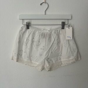 Praying White Lace Trim Pajama Shorts